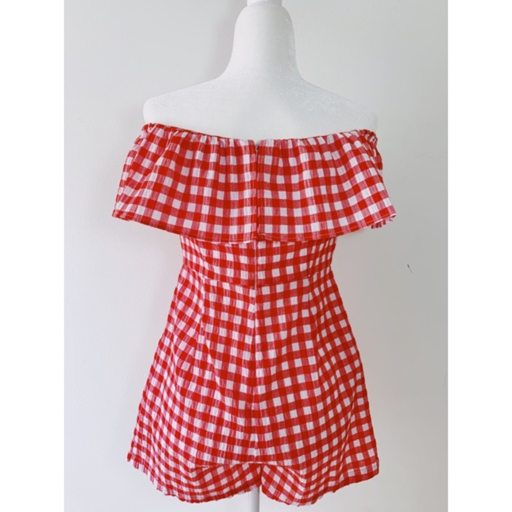 ASOS Checkered Over The Shoulder Romper - Picture 3 of 11